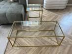 Salontafel met bijzettafel glas, Huis en Inrichting, Tafels | Salontafels, Ophalen, Gebruikt, 50 tot 100 cm, Glas