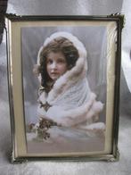 Oude Grote Zilver Kleurige Fotolijst met Bol Glas 25x 18 cm, Antiek en Kunst, Verzenden