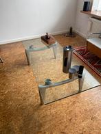 Leolux Farandole salontafel glas en aluminium, Huis en Inrichting, Tafels | Salontafels, Ophalen, Gebruikt, 100 tot 150 cm, 50 tot 100 cm