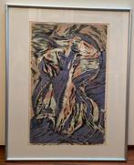 Unieke lino op papier van Mathilde den Hollander, Antiek en Kunst, Ophalen