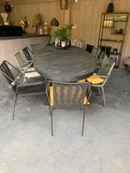 Buiten tafel met 10 stoelen, Tuin en Terras, Tuintafels, Ophalen, Zo goed als nieuw, Ovaal, Metaal