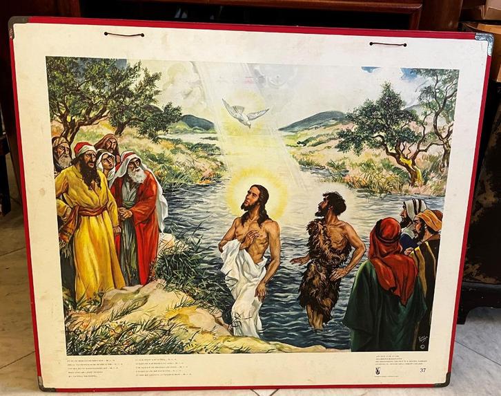 ⭐️Oude schoolplaat nr.37: Doop in de Jordaan *, Antiek en Kunst, Antiek | Schoolplaten, Ophalen