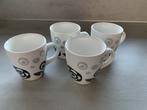 4 koffiemokjes met grijs motief., Ophalen, Zo goed als nieuw, Aardewerk, Overige stijlen