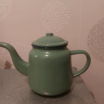 Vintage Emaille Theepot - Groen beschikbaar voor biedingen