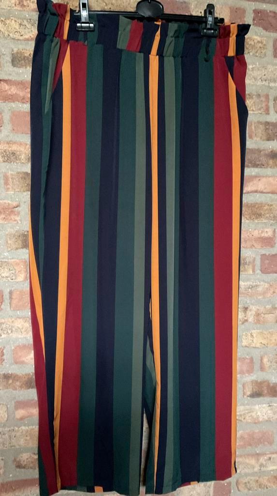 Nieuw! Super leuke wijde streep broek groen blauw 44.  46, Kleding | Dames, Broeken en Pantalons, Nieuw, Maat 46/48 (XL) of groter