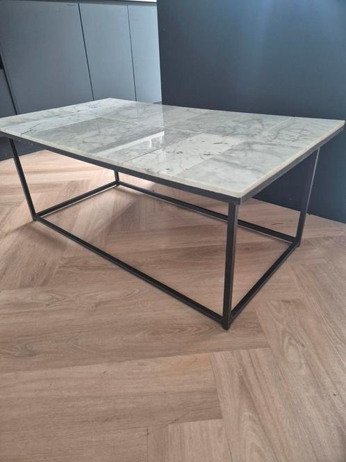 Mooie handbewerkte marmeren salontafel, Huis en Inrichting, Tafels | Salontafels, Gebruikt, Minder dan 50 cm, 50 tot 100 cm, Rechthoekig
