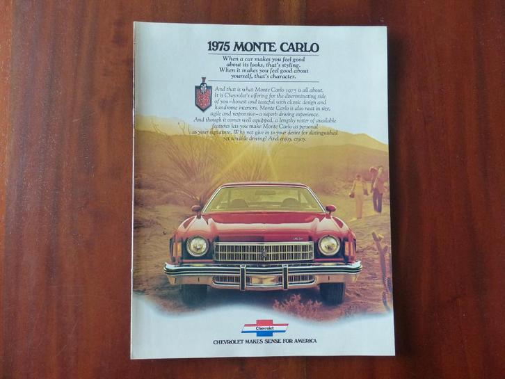 Chevrolet Monte Carlo 1975 brochure USA, Boeken, Auto's | Folders en Tijdschriften, Zo goed als nieuw, Chevrolet, Verzenden