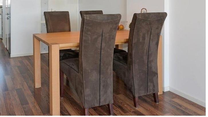 Eethoek, tafel + 4 stoelen, Huis en Inrichting, Tafels | Eettafels, Gebruikt, 50 tot 100 cm, 150 tot 200 cm, Vijf personen of meer