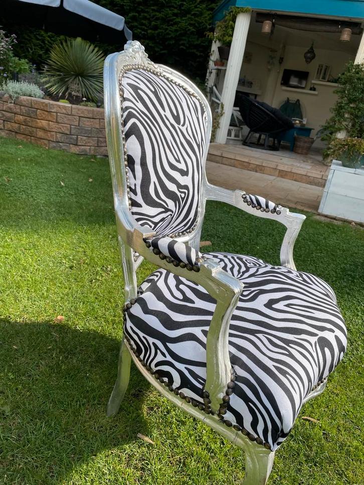 Zebraprint Stoel - Uniek Design!, Huis en Inrichting, Stoelen, Zo goed als nieuw, Eén, Hout, Overige kleuren, Ophalen