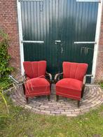 Set van 2 prachtige vintage fauteuils, Huis en Inrichting, Stoelen, Ophalen, Gebruikt, Rood, Twee