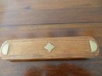 Houten pennendoosje met koper ingelegd., Ophalen of Verzenden