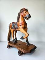 Vintage antiek handgesneden houten speelgoed schommelpaard, Antiek en Kunst, Ophalen of Verzenden