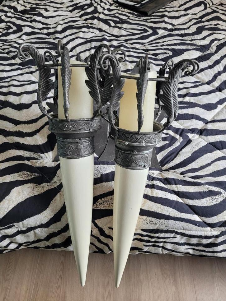 Fakkel van hout en gesmeed metaal, Antiek en Kunst, Antiek | Kandelaars, Overige materialen, Ophalen