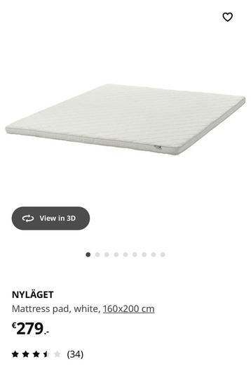 IKEA NYLAGET 160 x 200 x 7 cm Topdekmatras beschikbaar voor biedingen