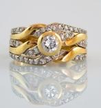 14 krt gouden ring met briljanten, Ophalen of Verzenden, Zo goed als nieuw, 17 tot 18, Met edelsteen