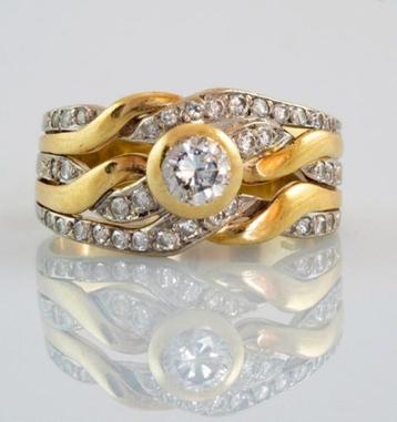 14 krt gouden ring met briljanten  beschikbaar voor biedingen