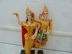 Thailand 2 Thaise poppen in duo Goudkleur, Verzamelen, Poppen, Zo goed als nieuw, Pop, Verzenden