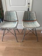 Leuke Kuip stoelen blauw denim stalen poten 2x, Huis en Inrichting, Ophalen, Gebruikt, Twee, Blauw