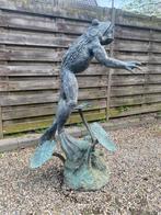 Groot bronzen fontein tuinbeeld,  van springende kikker!, Tuin en Terras, Ophalen, Gebruikt, Metaal, Dierenbeeld