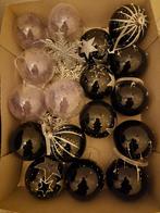 Mooie dure zwarte kerstballen en glazen ballen met grijs vee, Diversen, Zo goed als nieuw, Ophalen