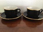 2 x Walküre bistroware cappuccino kop en schotel. Zwart, Huis en Inrichting, Keuken | Servies, Ophalen of Verzenden, Zo goed als nieuw