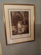 Oude prent met gouden lijst, Antiek en Kunst, Kunst | Etsen en Gravures, Ophalen of Verzenden