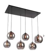 Eric Kuster style hanglamp smoke glass 6-lichts, Huis en Inrichting, Lampen | Hanglampen, Ophalen, Zo goed als nieuw, 75 cm of meer
