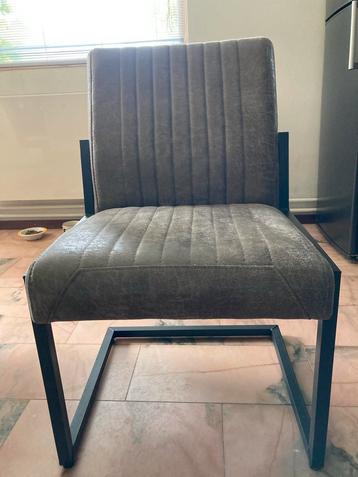 4 Stoere Eetkamerstoelen Leer/Staal - Taupe beschikbaar voor biedingen