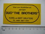 sticker Karel en Bert Gruyters DUO THE BROTHERS orkest band, Verzamelen, Stickers, Overige typen, Zo goed als nieuw, Verzenden