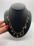 X327 Prachtige zilveren UNID ketting met bedels goudkleurig, Ophalen of Verzenden, Zilver, Ketting
