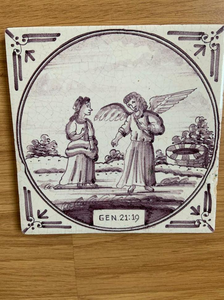 Oude Hollandse Tegel - Bijbelse Scène, Antiek en Kunst, Antiek | Wandborden en Tegels, Ophalen of Verzenden