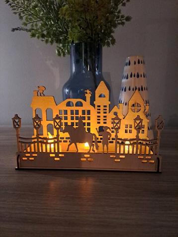 Houten Sinterklaas Theelichthouder - 14/23cm beschikbaar voor biedingen