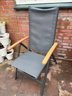 Tuinstoel met textileen en houten armleuningen, Tuin en Terras, Ophalen, Gebruikt, Metaal, Inklapbaar
