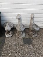3 betonnen tuinbeelden 2x gans 1x duif alle 3 samen voor 25!, Ophalen, Gebruikt, Beton, Dierenbeeld