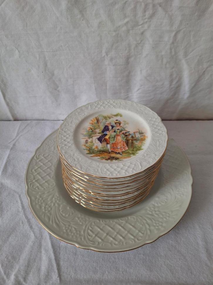 Gebaksset, Huis en Inrichting, Keuken | Servies, Bord(en), Overige stijlen, Porselein, Ophalen of Verzenden