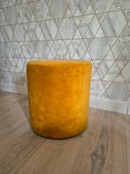 Toffe oker gele velvet poef in perfecte staat, Huis en Inrichting, Ophalen, Zo goed als nieuw, Rond