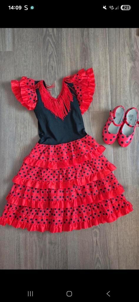 Spaans jurkje + hakjes maat 28, Kinderen en Baby's, Carnavalskleding en Verkleedspullen, Ophalen of Verzenden