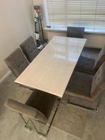 Marmeren eettafel met 6 stoelen (compleet), Ophalen of Verzenden
