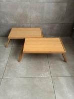 2 ikea beddienblad tafeltjes zgan, Ophalen of Verzenden, Zo goed als nieuw, Rond, Hout
