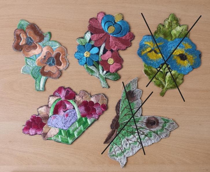 3 Turmac Zijdjes Bloemen - lot 2 - vintage, Hobby en Vrije tijd, Kledingapplicaties en Hotfix, Nieuw, Overige applicaties, Ophalen of Verzenden