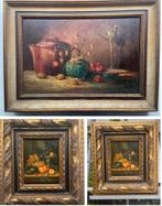 Klassieke stillevens – 2 schilderijen met sierlijst, Antiek en Kunst, Ophalen of Verzenden