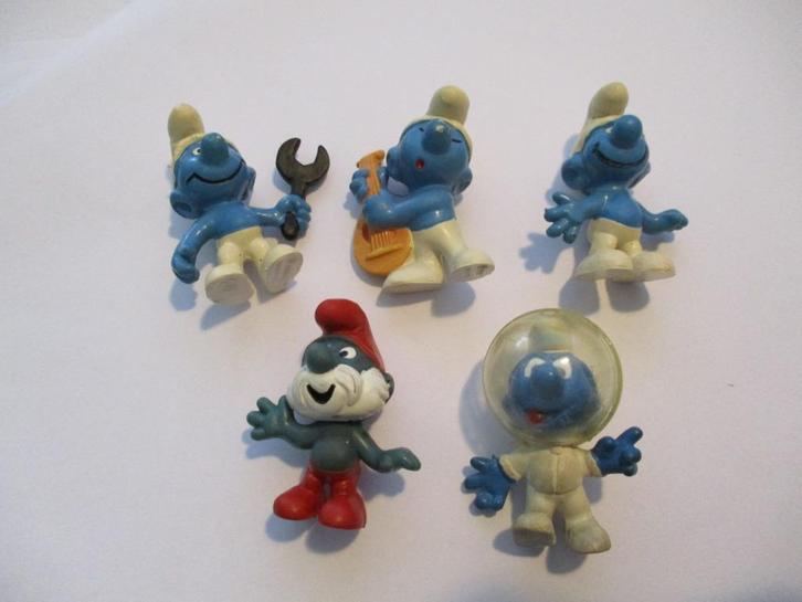5 x Schleich Peyo-smurf, made in W. Germany, 1970/80., Verzamelen, Smurfen, Gebruikt, Poppetje, Figuurtje of Knuffel, Verschillende Smurfen
