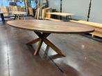 Massief eiken ovale eettafel met matrixpoot 250x110cm, Ophalen, 100 tot 150 cm, Eikenhout, 200 cm of meer