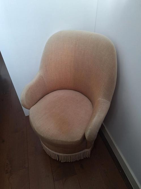 Goud/geel boudoir fauteuil   vintage, Huis en Inrichting, Fauteuils, Gebruikt, 50 tot 75 cm, Ophalen of Verzenden