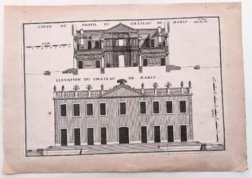 Ets gravure Coupe ou profil du Château de Marly - 1680-1724 beschikbaar voor biedingen