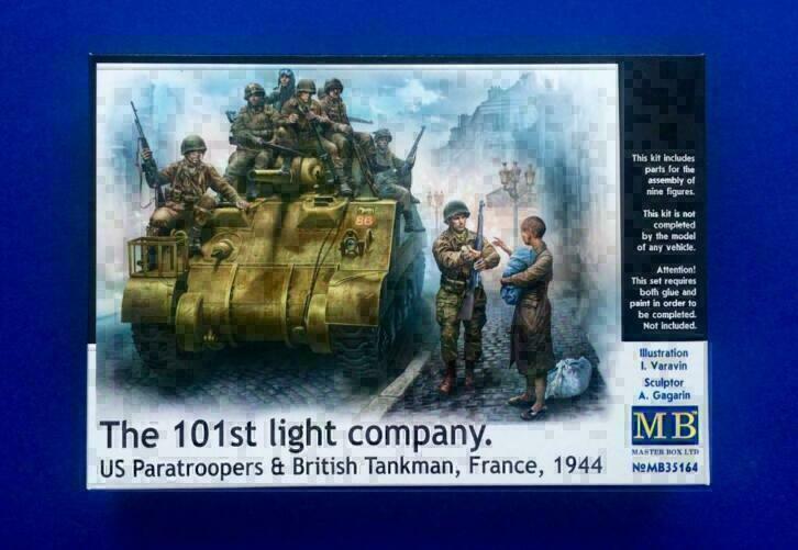 Masterbox	35164	US Paratroopers & British Tankman '44 1/35, Hobby en Vrije tijd, Modelbouw | Figuren en Diorama's, Nieuw, 1:35 tot 1:50