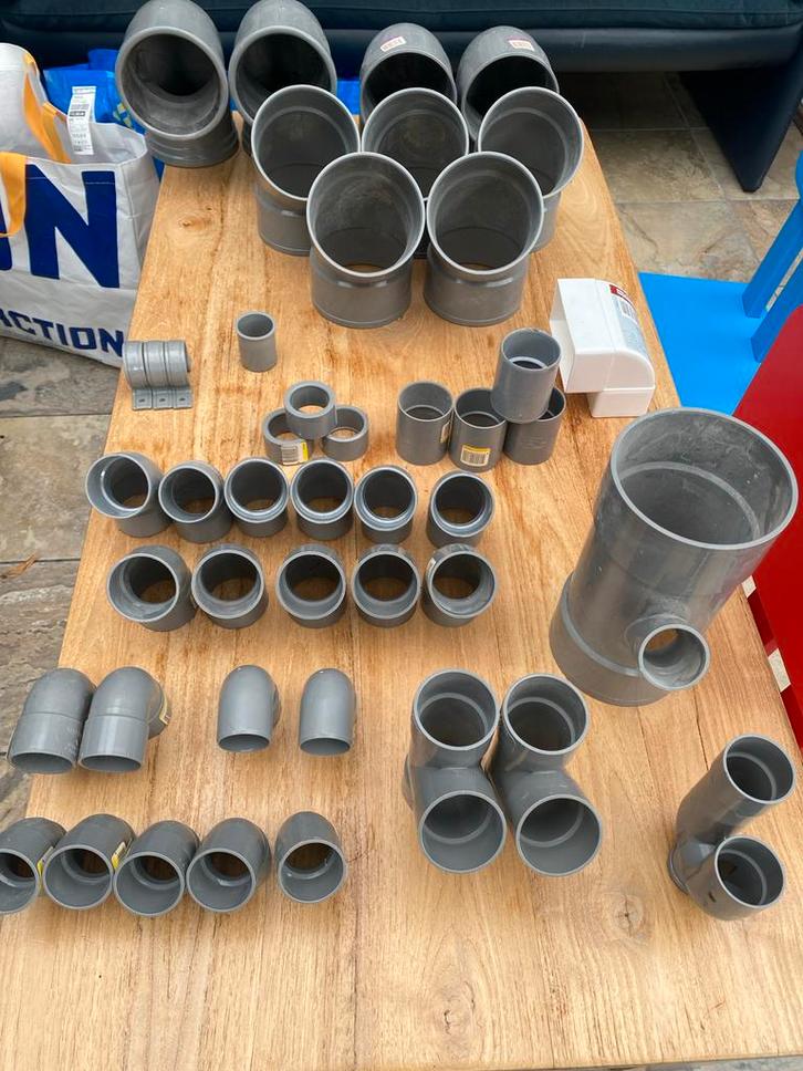 Partij PVC buizen en hulpstukken, Doe-het-zelf en Verbouw, Buizen en Afvoer, Nieuw, Overige typen, Pvc, Minder dan 2 meter, 80 mm of meer