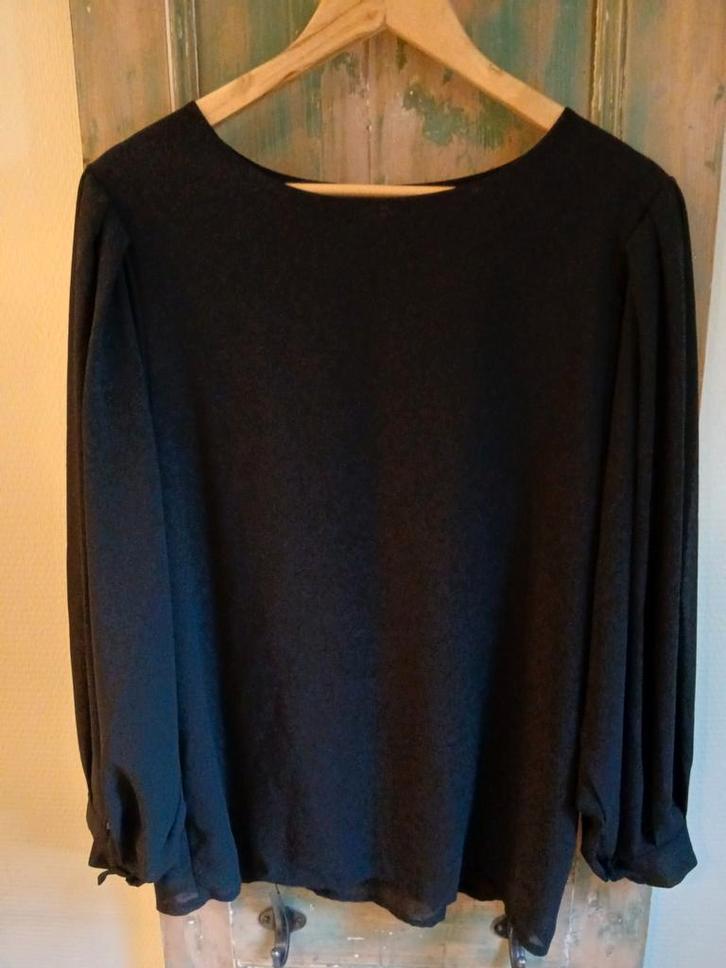 Zwarte blouse met lange mouwen, Kleding | Dames, Blouses en Tunieken, Zo goed als nieuw, Maat 42/44 (L), Zwart, Ophalen of Verzenden