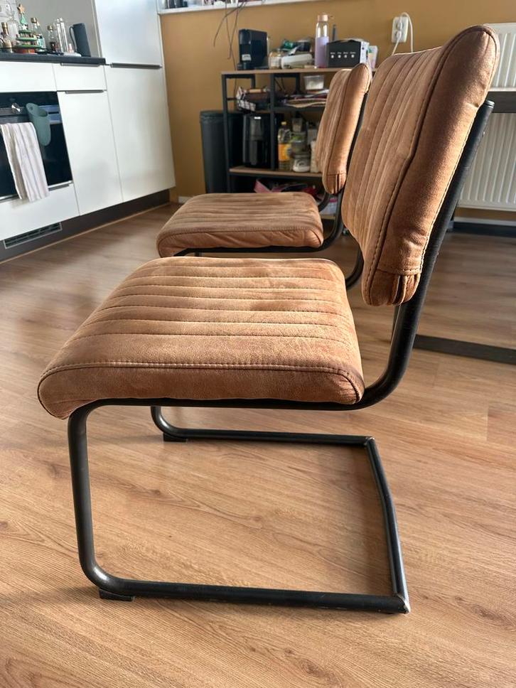 Cognac designer stoelen in perfecte staat, Huis en Inrichting, Stoelen, Zo goed als nieuw, Twee, Leer, Bruin, Ophalen