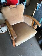 Vintage fauteuil met houten armleuningen, Huis en Inrichting, Ophalen, Minder dan 50 cm, Gebruikt, Minder dan 75 cm
